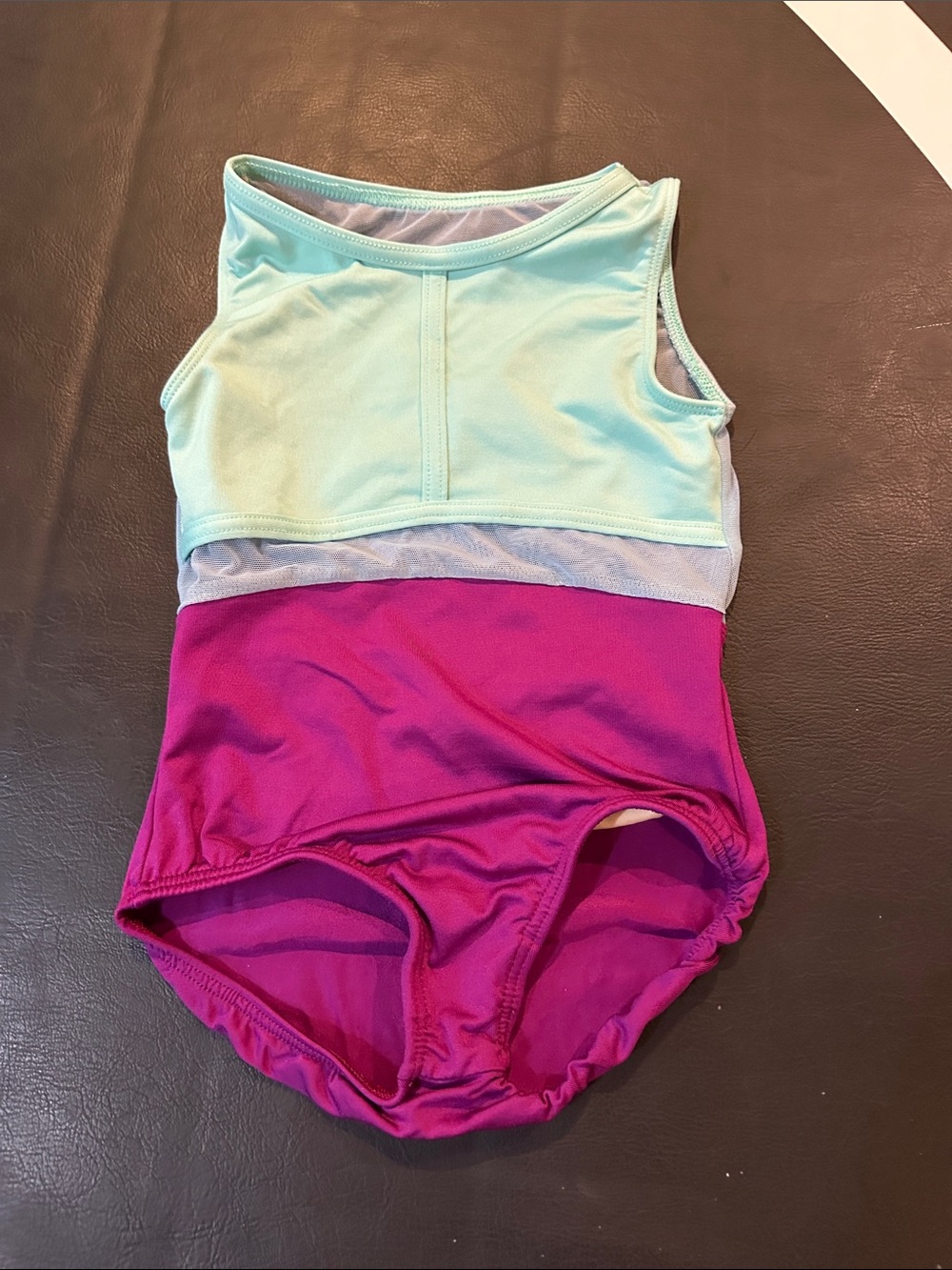 Kids Colorblock dance leotard - Mint & Magenta
